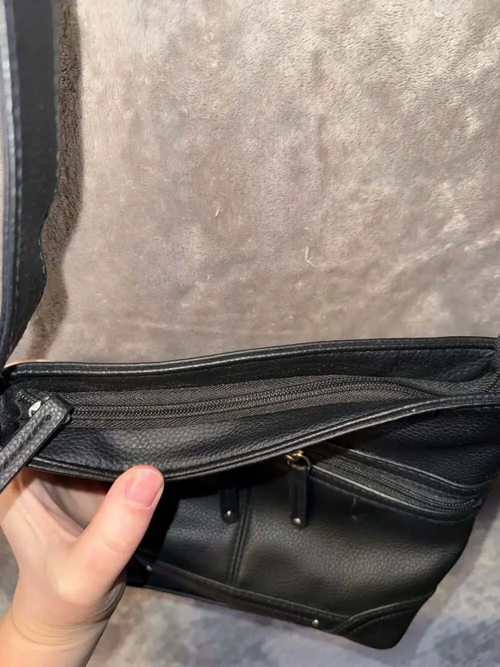 Rosetti Black Faux Leather Multi-Pocket Crossbody Bag